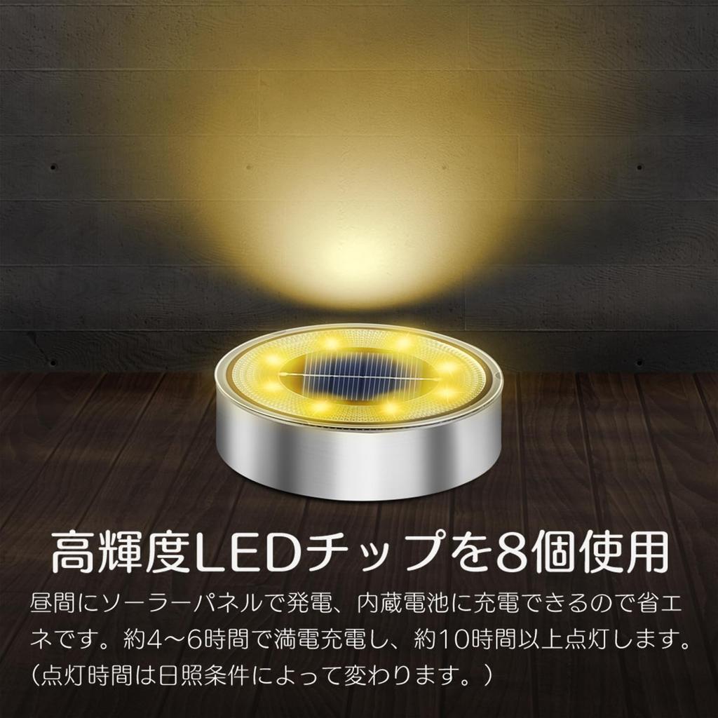 Outdoor Solar IP68 Recessed Garden Automatic Light Solar Panel High Brightness Easy Disaster Security Warm White of Stylish Lights, Waterproof,