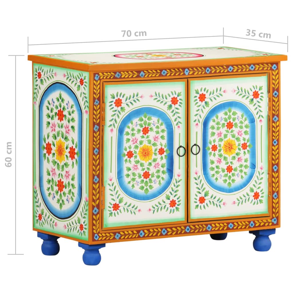 Sideboard Hand Painted 70 X 35 X 60 Cm Solid Mango Wood