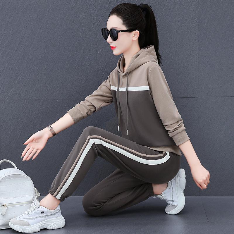 Trendy Women's Two-Piece Casual Suit: Spring/Autumn Hoodie & Long Pants Set