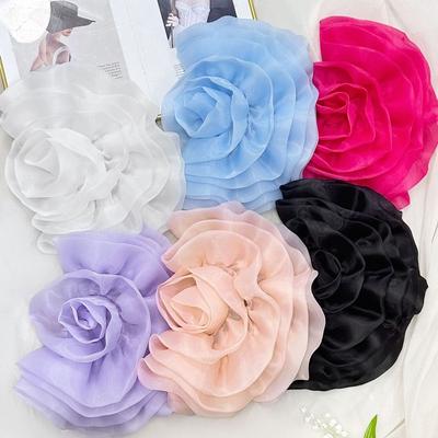 3D Flower Organza Handmade Flower Patch DIY Clothing Corsage Clothing Dress Neck Decoration Sewing Applique Accessories