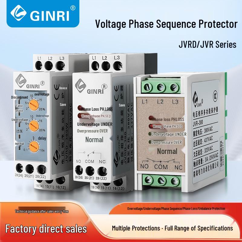 JVRD-380 Voltage Protector: Three-Phase Over/Under Voltage, Phase Loss, Sequence Imbalance Relay.