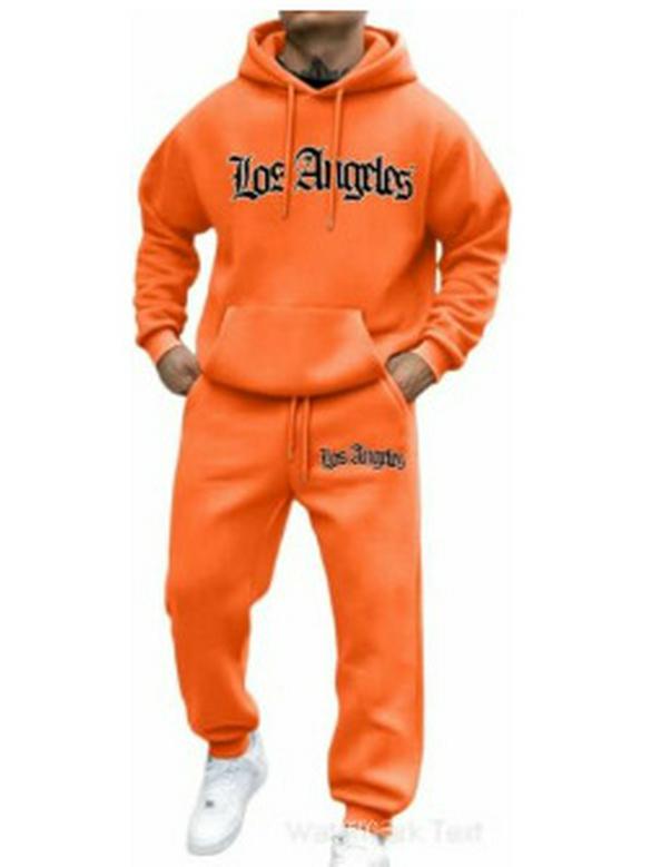Trendy Hooded Letter Print Sweatshirt Set for Autumn/Winter
