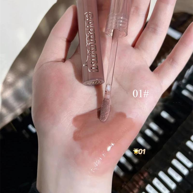 Punk Dark Brown Mirror Water Lip Gloss Red Lip Glaze Transparent Glass Lip Oil Waterproof Liquid Lipstick Clear Tint Makeup