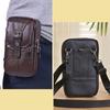 Smartphone Shoulder Pouch for Stylish Loss Cowhide Multifunctional D.Stomo 3-Way Pouch, Bag/Belt Men, Design, Prevention, Safe, Leather, (Dark Brown)