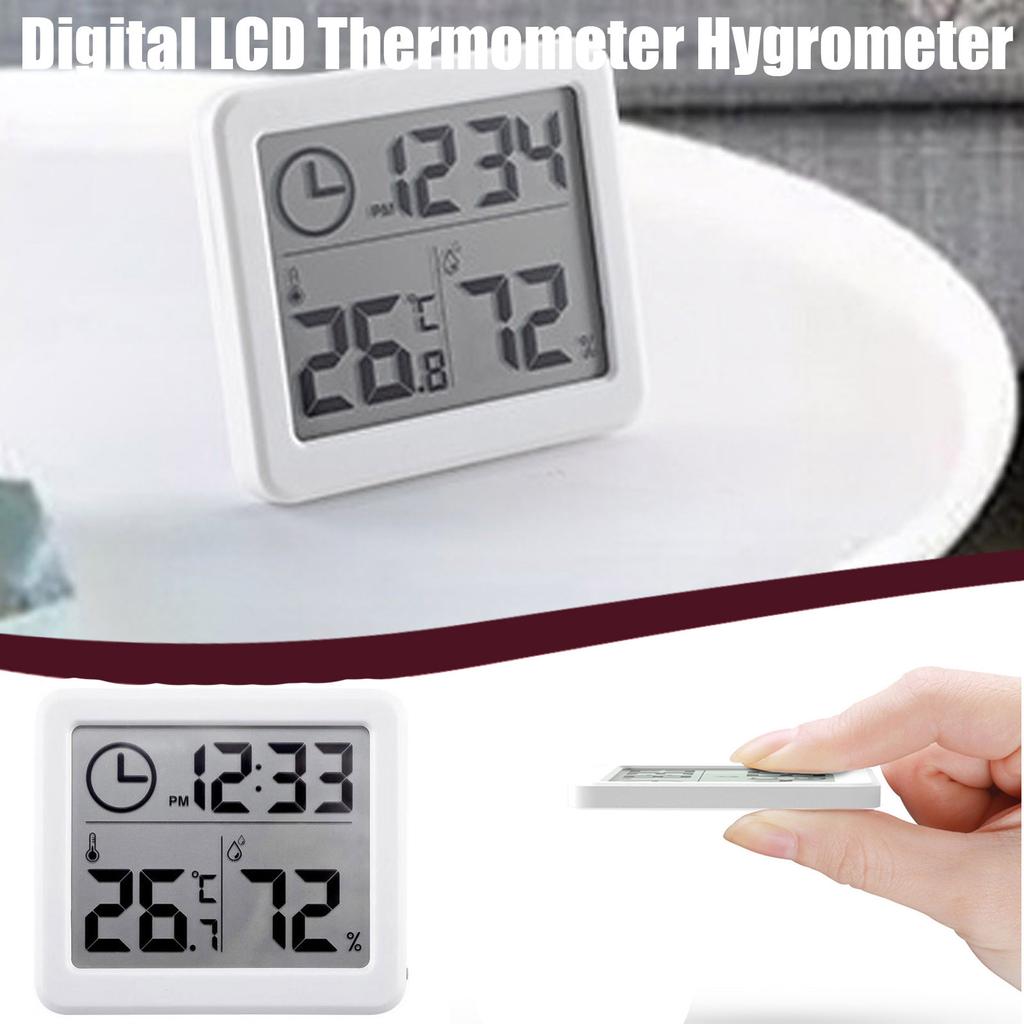 Digital LCD Hygrometer Feuchtigkeitsmesser Zimmer Innen Temperatur Uhr