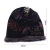 Fashion Autumn Print Flower Soft Plus Velvet Warmer Bib Hats Women Hat Velvet Bonnet Beanie