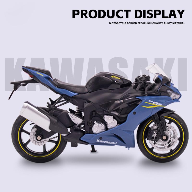 1/12 Scale Kawasaki Ninja ZX-6R Racing Cross-country Motorcycle Toy City Diecast Model Super Sport Miniature Collection Boy Kids Gift