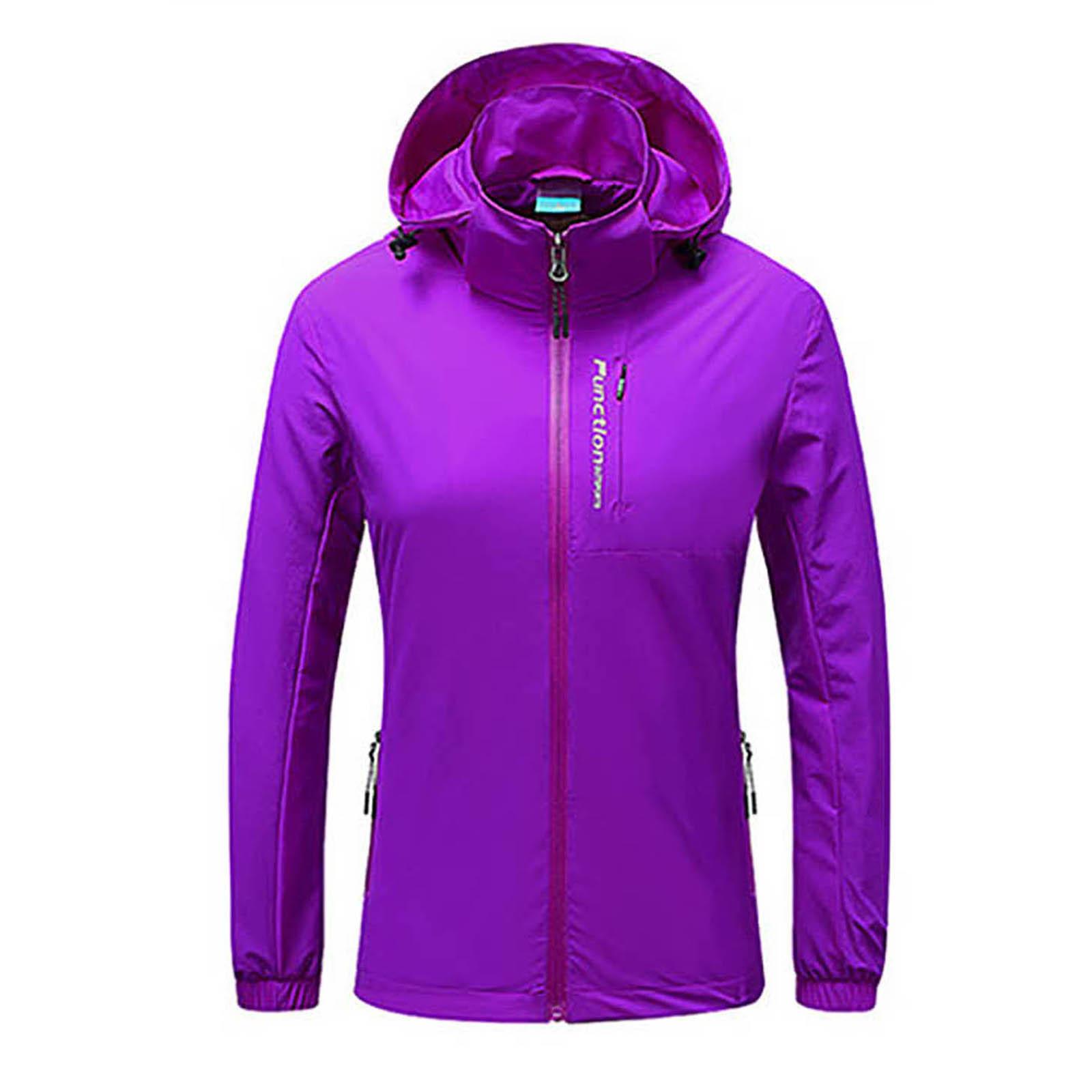 

Women Rain Ski Outdoor Plus Size Hooded Mountaineer Windproof Jacket Coat XL фіолетовий