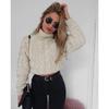High Collar Knit Long Sleeve Short Top Turtleneck Knitting Long Sleeve Short Top