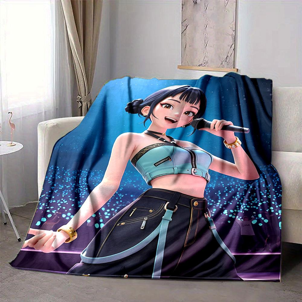 1pc Huntrix Flannel Blanket [Cozy Throw Blanket] For Sofa, Bed, Travel, Camping, Livingroom, Office, Couch, Chair, And Bed