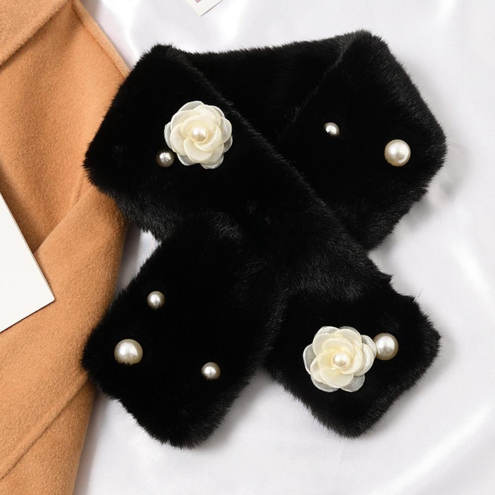 Thickened Plush Neckerchief Warm Cross Neck Scarf Fashion Faux Rabbit Fur Scarf  Women