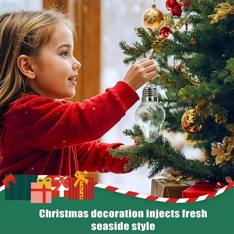 1/2pcs Christmas Bulb Gift Jar Fillable Xmas Light Bulbs Shape Clear Ornaments Large Plastic Empty Candy Cards Jars