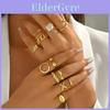 Modern Geometric Metal Ring Pack For Women With Adjustable Fit Handmade Fashion Jewelry