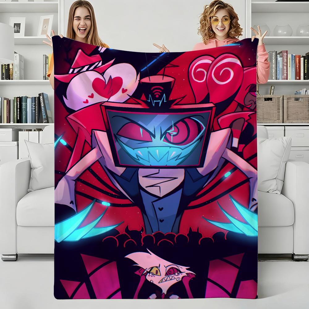 Animation H-HazbinHotel Throw Flannel Blanket Perfect for Sofa Office Bed Travel Sleep Read Relax Camping four season use