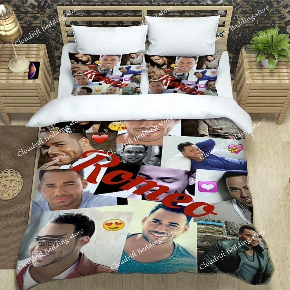 Bettwäsche-Sets mit Motiven des lateinamerikanischen Sängers Romeo Santos: Exquisites Bettwaren-Set, Bettbezug-Set, Bettdecken-Set, luxuriöses Geburtstagsgeschenk
