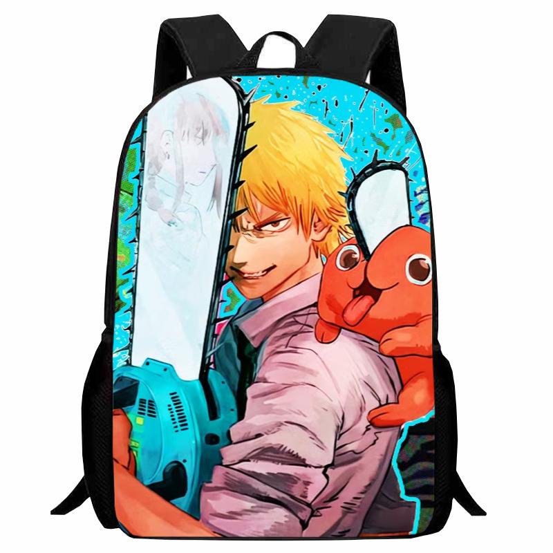 Printed Two-Dimensional Chainsaw Man Schoolbag, Primary School Student Cartoon Chaaw Man Backpack