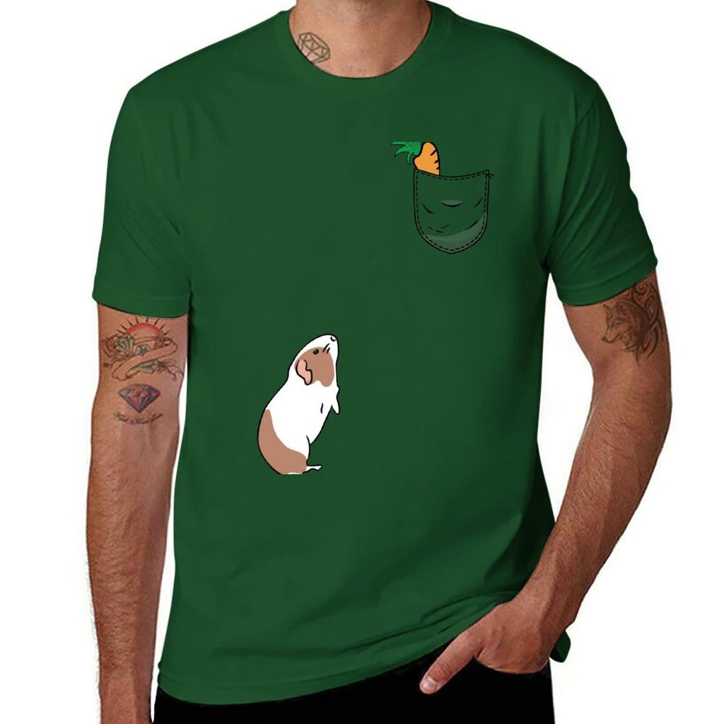 New Carrot In My Pocket For Guinea Pig T-Shirt Anime T-shirt Black T Shirt Sweat Shirts Heavyweight T Shirts for Men