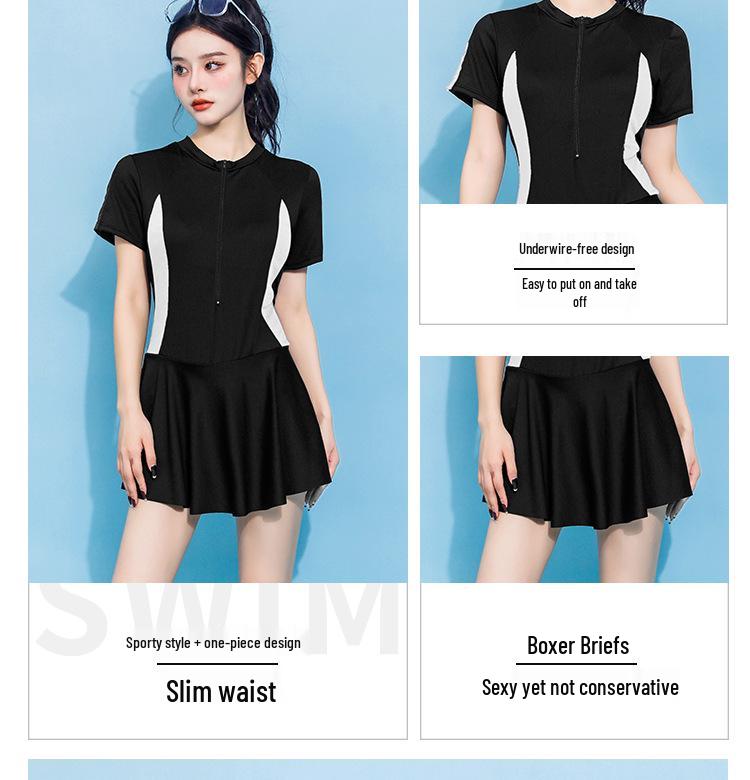 Women's Sport One-Piece High-End Conservative Slimming Swimsuit Dress for Vacation