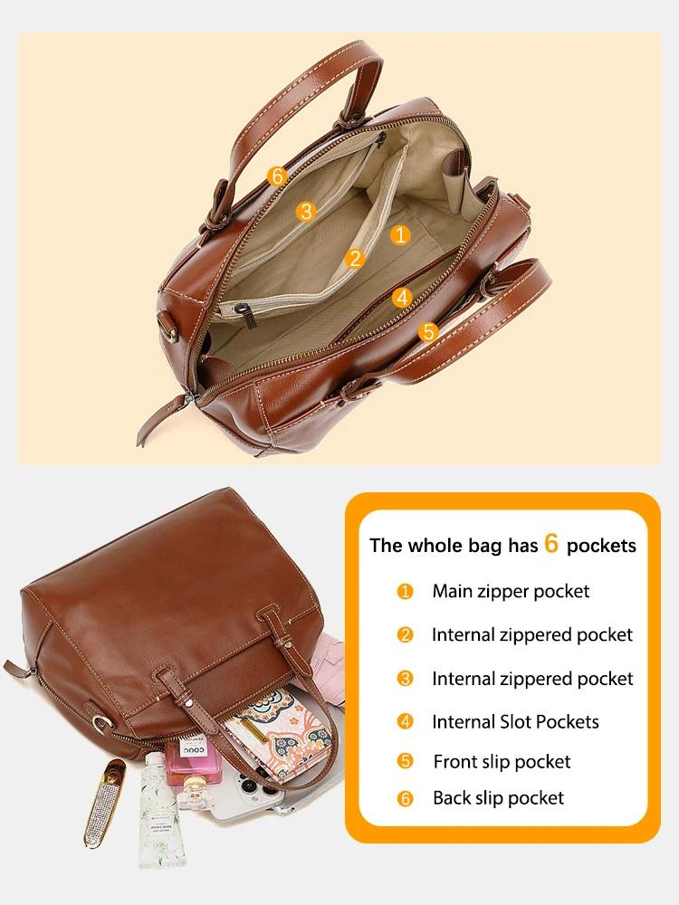 Zency Echtleder Vintage Designer Handtasche für Damen