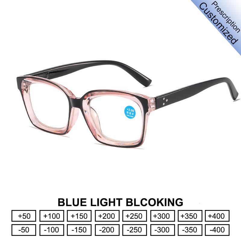 Vintage Anti Blue Light Square Reading Glasses Women For Man Myopia Customize Prescription Optical Presbyopia Frame 1.0 To 4.0