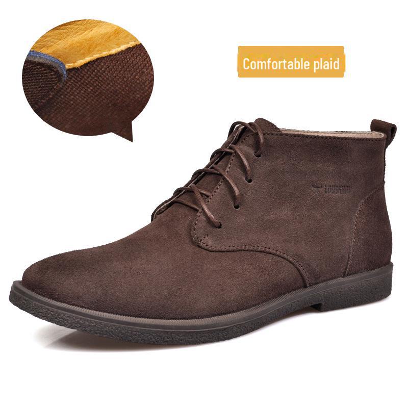 Men's Frosted Leather Suede High-Top Desert Boots