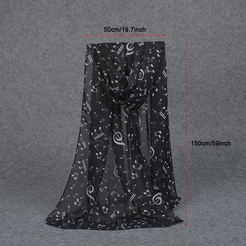 Ladies Summer Scarves Lady Musical Note Print Chiffon Neck Scarf Shawl Soft Scarves High Quality Fabulous Elastic