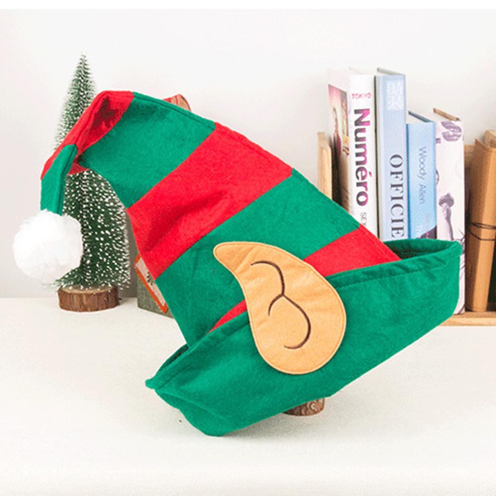 46x36cm Santa Hat Green Adult Women Hat With Elf Ears Soft Non-Woven Christmas Ornament Home Party Costume Accessories