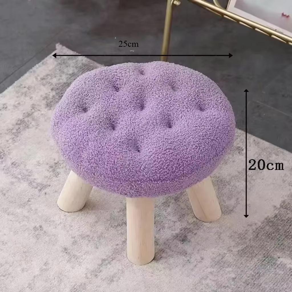 Cookie Small Stool Soft Seat Chair Girlish Heart Bedroom Solid Wood Bench Lliving Room Kids Shoe Changing Stool Home Furniture