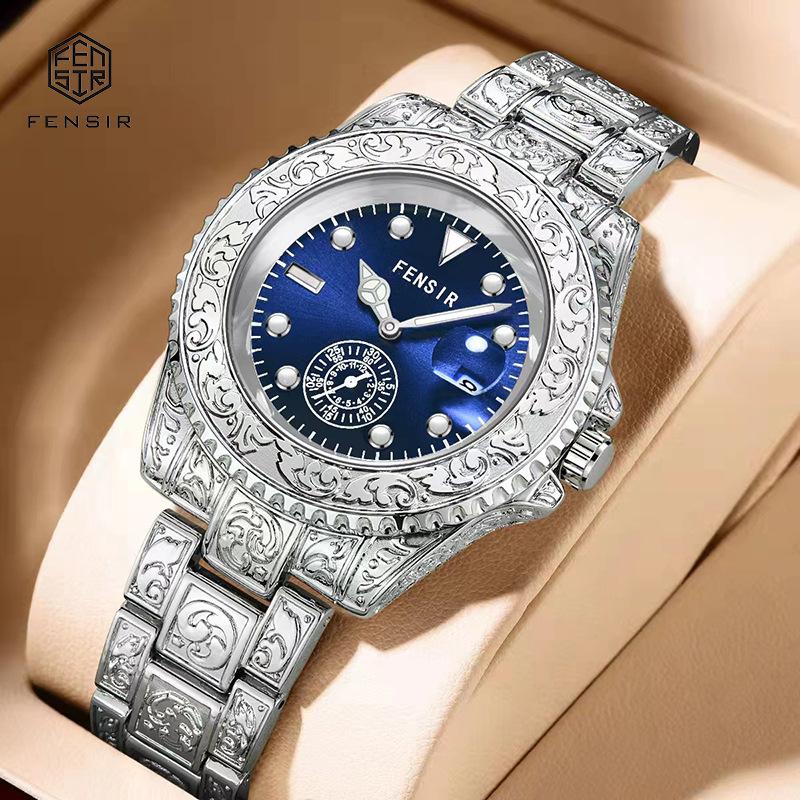 Finshi Two-and-a-half-hand for Luxury Stainless Steel Quartz Watch Fashionable Business Luminous Calendar Waterproof
