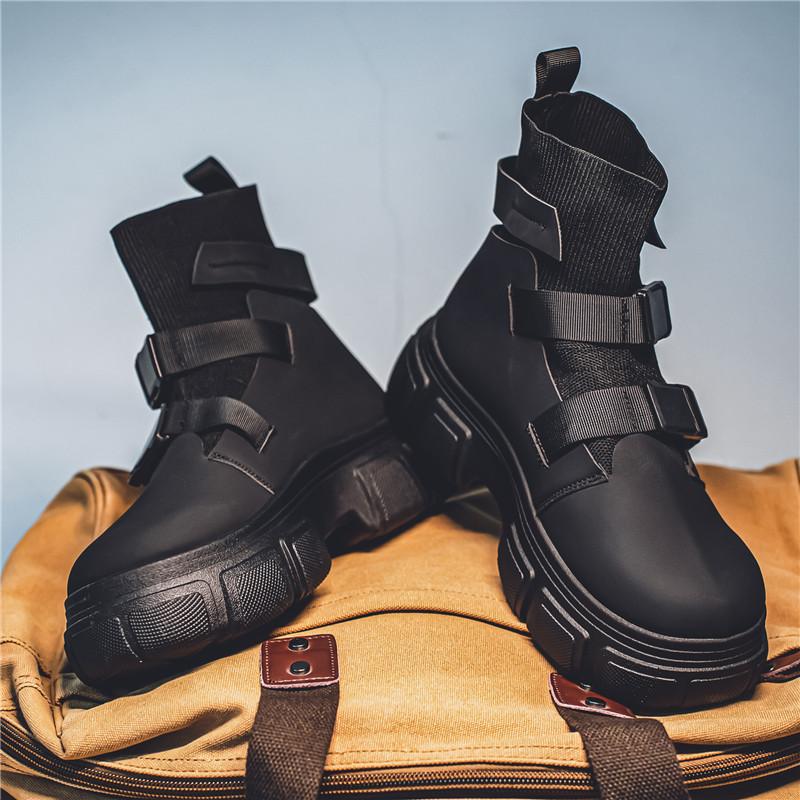 

Рабочие ботинки на толстой подошве, носки, бахилы, подходят для осени и зимы, универсальные повседневные ботинки на толстой подошве, мотоциклетная обувь 44 чёрный