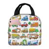 Cartoon Truck Car Tractor Excavator Pattern Insulated Lunch Bag for Women Children Portable Food Boxes Thermal Lunch Box Tote
