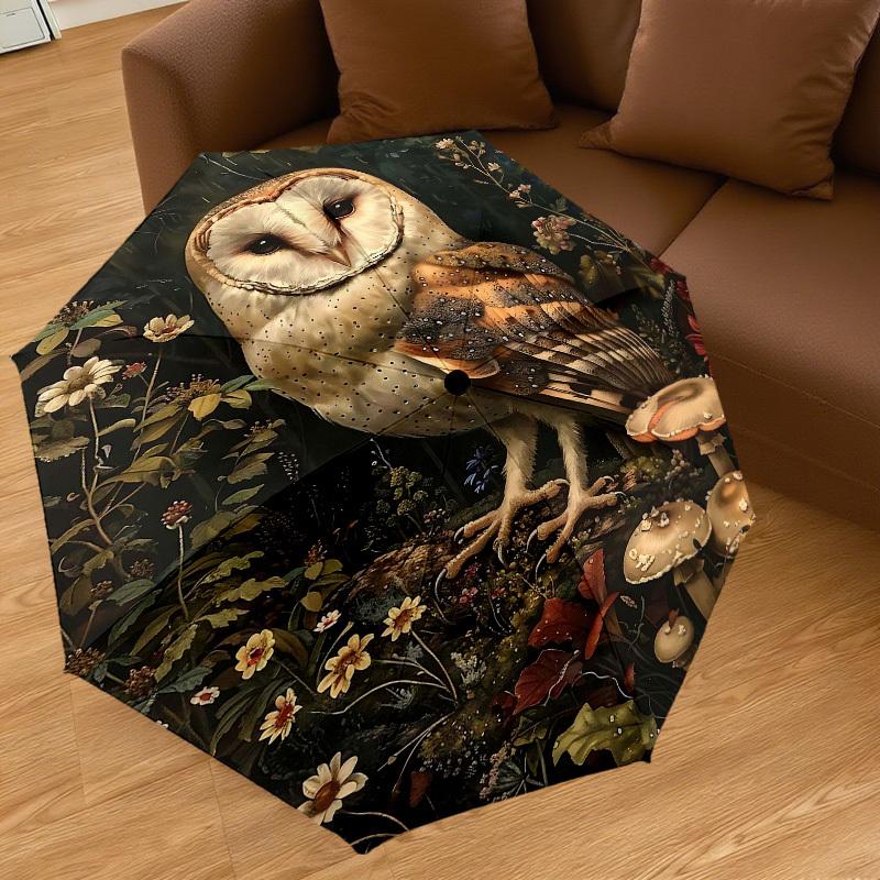1PC Owl Forest Umbrella-8-Rib Reinforced Portable Folding Travel Suitable for All Seasons Outdoor Daily Use-G326