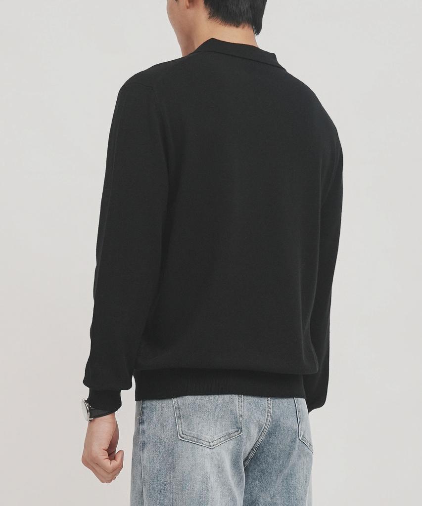 Gold Percent Viscose Soft Cozy Collar Knit (Black, Men)