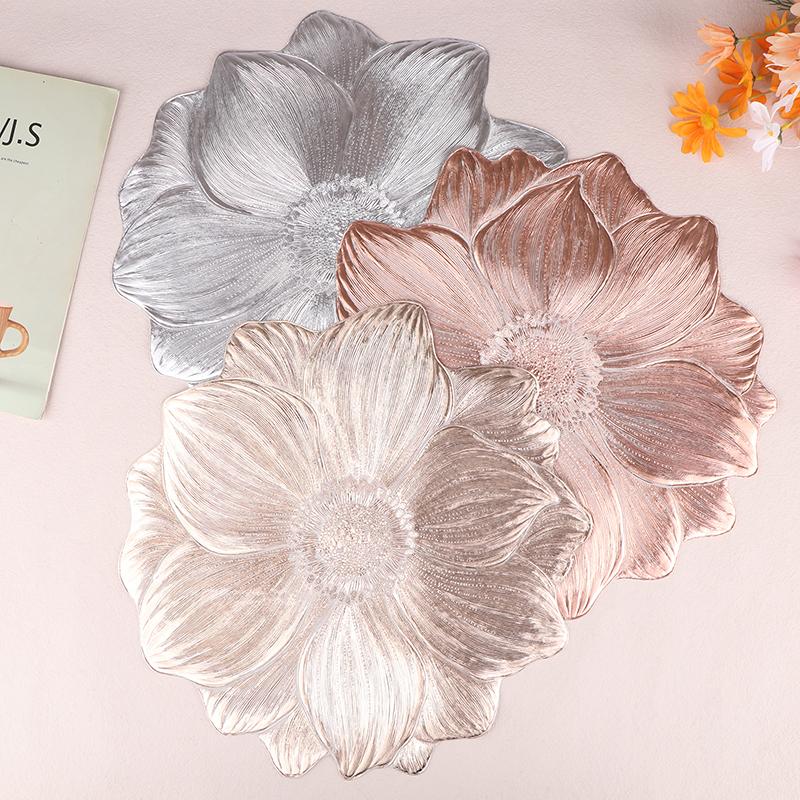 1Pc Lotus Shape Table Placemats Oil Heat Resistant Waterproof Washable PVC Heat Resistant Tableware Mat For Home Party Wedding