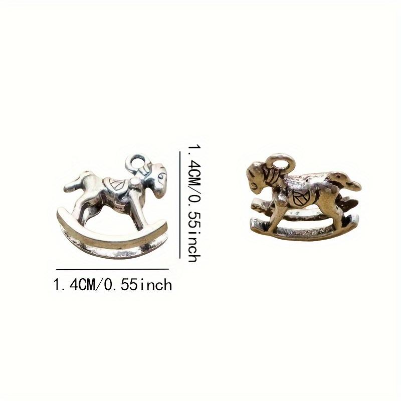 10 Retro 3D Carousel Animal Pendants - Alloy Miniature Horse and Donkey Pendants for DIY Jewelry Making, Earrings, Necklaces, Br