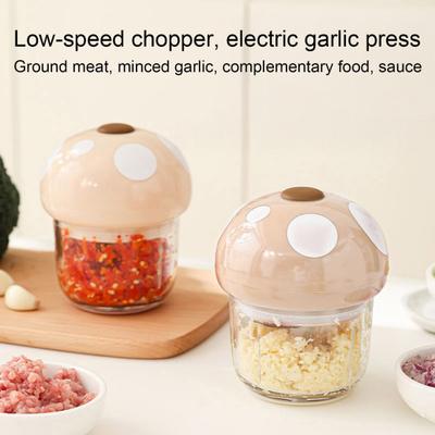 Hachoir à ail électrique Mini robot culinaire pour hacher l'ail la viande Silencieux Forme de champignon Compact Gadget de cuisine pour la cuisine maison