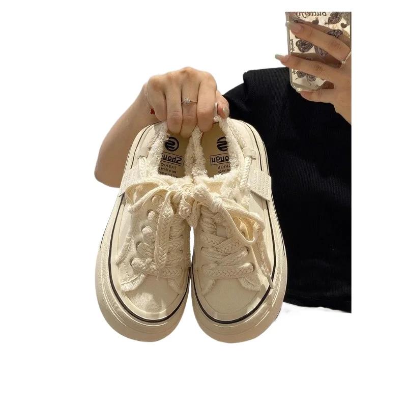 Fashion 35-40 Womens Flat Sneakers Style Breathable Floral Canvas Shoes 2024 New Autumn Thick Platform All-match Student Sneakers