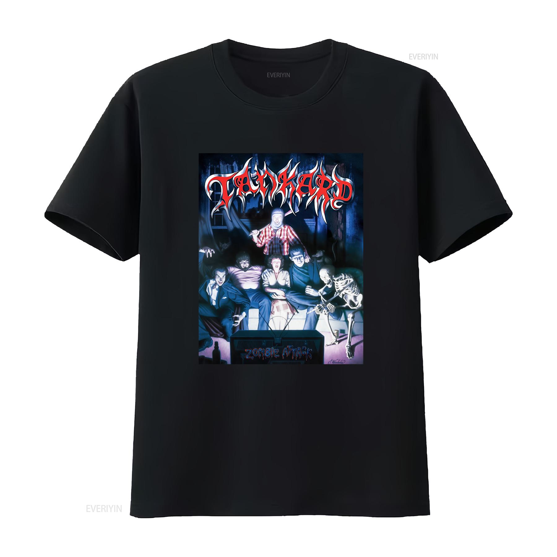 

Tankard Zombie Attack T Shirt Retro Horror Band Design for Men Unique Rock Merch vintage Washed Casual Comfortable Stylish 4XL