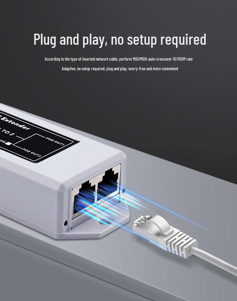 Standard PoE Network Signal Extender: One In, Two Out Repeater (PoeExtender)
