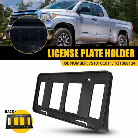 Front License Bracket Plate Tag Holder Black For 2014-21 Toyota Tundra TO1068124