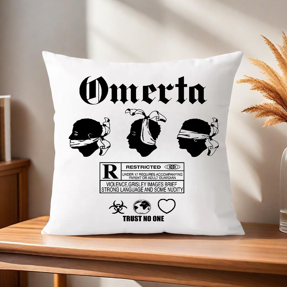 1Pc Omerta Silent Law Mafia Style Pillow Cover, Polyester, 2-Sided 2D Print, Cool Living Room Bedroom Sofa Decor, Cultural Memor