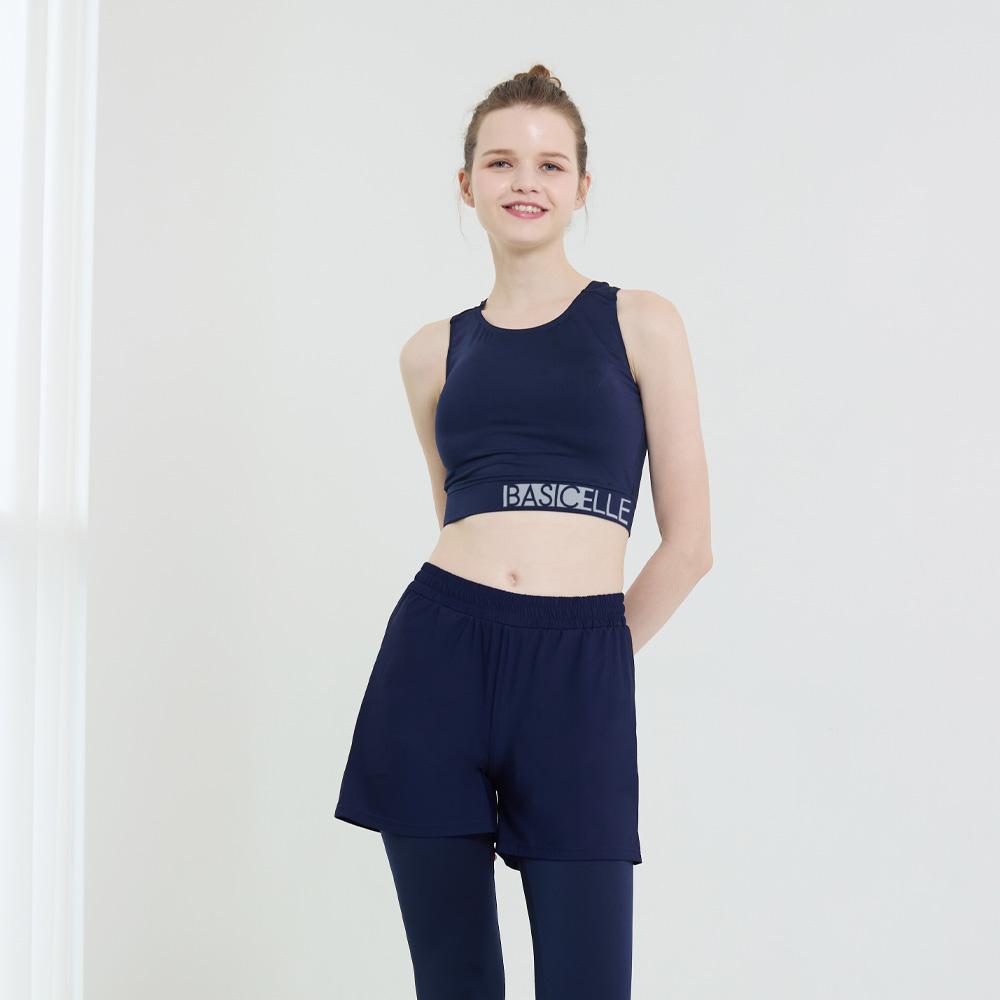 Beijigelleu Hooded Zip-Up Rash Guard Shorts Leggings Set Bel-X202N Navy