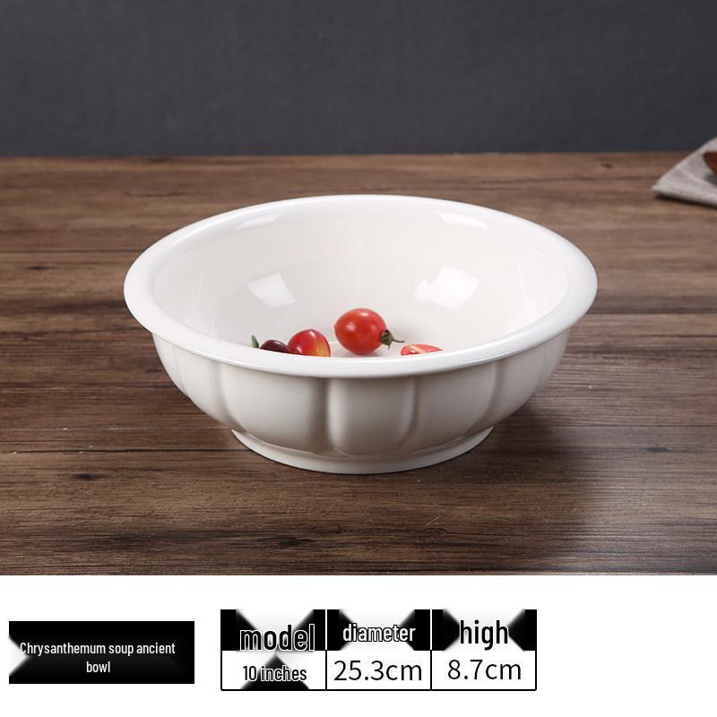 Creative Large Ceramic Soup Bowl - Thickened, Round, Restaurant & Household Tableware
