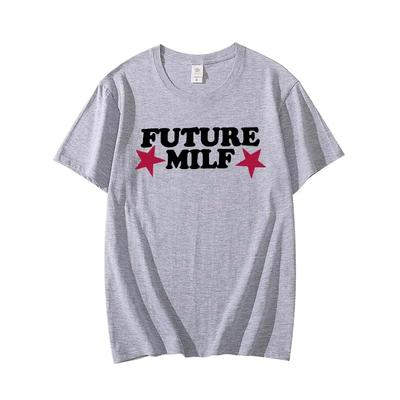 T-Shirt FUTURE MILF Print T-Shirt Damen Lässig Locker Rundhals Kurzarm Top T-Shirt Damen Mode Baumwoll-T-Shirt