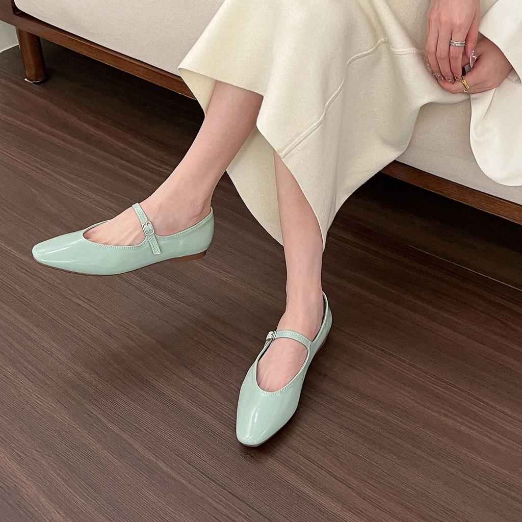Fashion Bailamos Brand Women Silver Flats Fashion Square Toe Shallow Ladies Slip On Ballet Shoes Soft Casual Flat Mary Jane Shoes Mujer