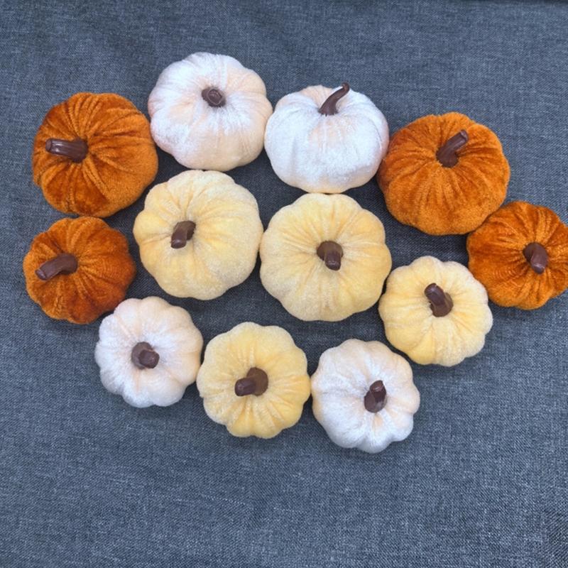 Premium Soft Velvety Fabric Pumpkins Decorations Set Holiday Party Supplies Safe For Kids Pet Durable Portable