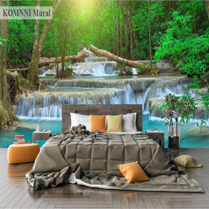 Forest Waterfall Wallpaper Bedroom Living Room Sofa Tv Study Background Wallpaper Home Decoration Mural
