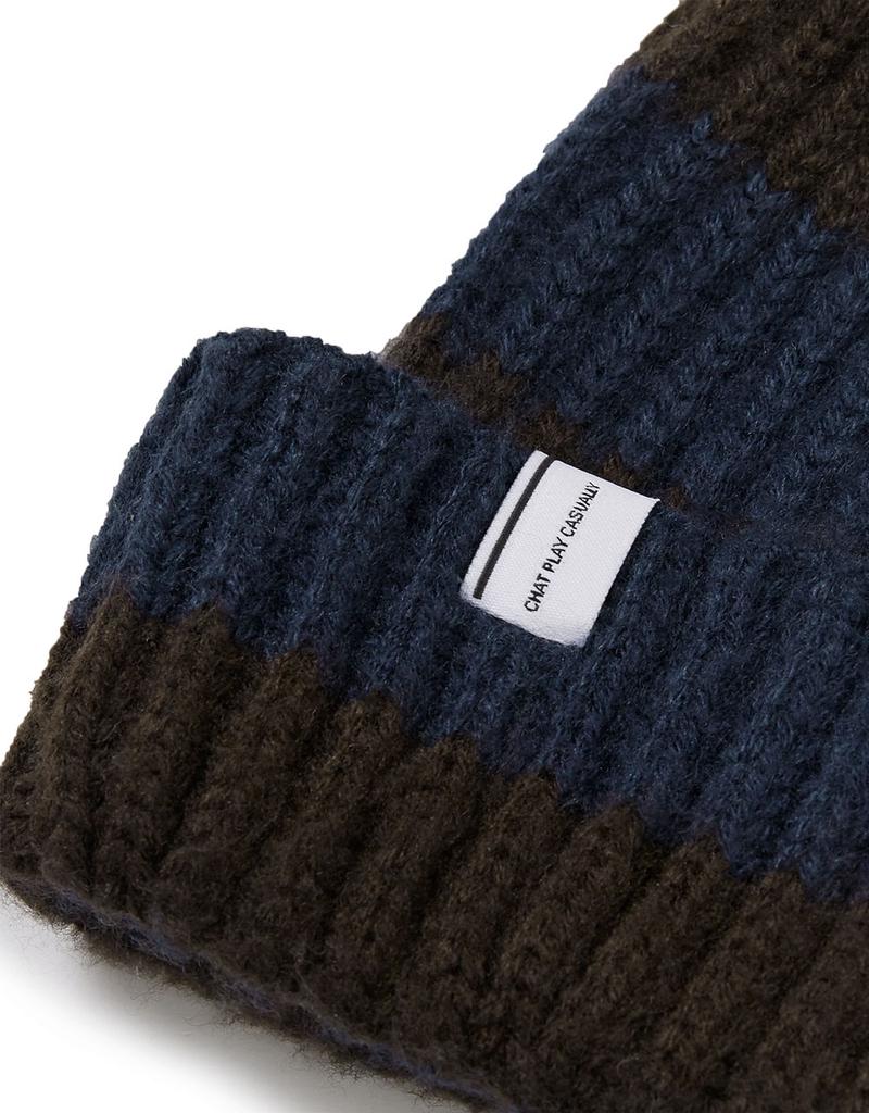 MMLG [Mmlg] Mm Stripe Knit Hat (Navy)
