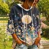 Women's Fashion Floral Print Hoodie Casual Oversized Long Sleeve Pullover Top