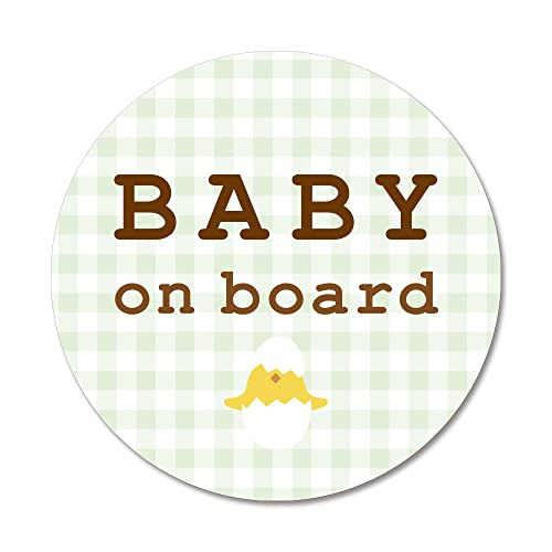 

Наклейка SignStore Gingham Check Baby on Board с цыпленком, диаметр 11,5 см, многоцветная, виниловая, сделано в Японии, водонепроницаемая, sticker_car_natural_07_g